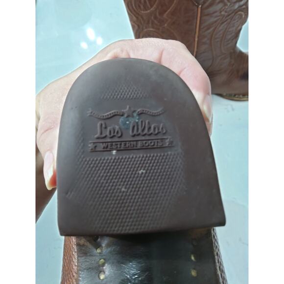 Mens Western Reptile skin cowboy boots SZ 10 brown Point toe made USA Los Altos - Picture 11 of 12